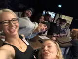 A group of people smiling